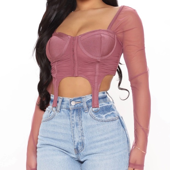 Fashion Nova Tops - Don't Worry About Me Corset Top - Mauve